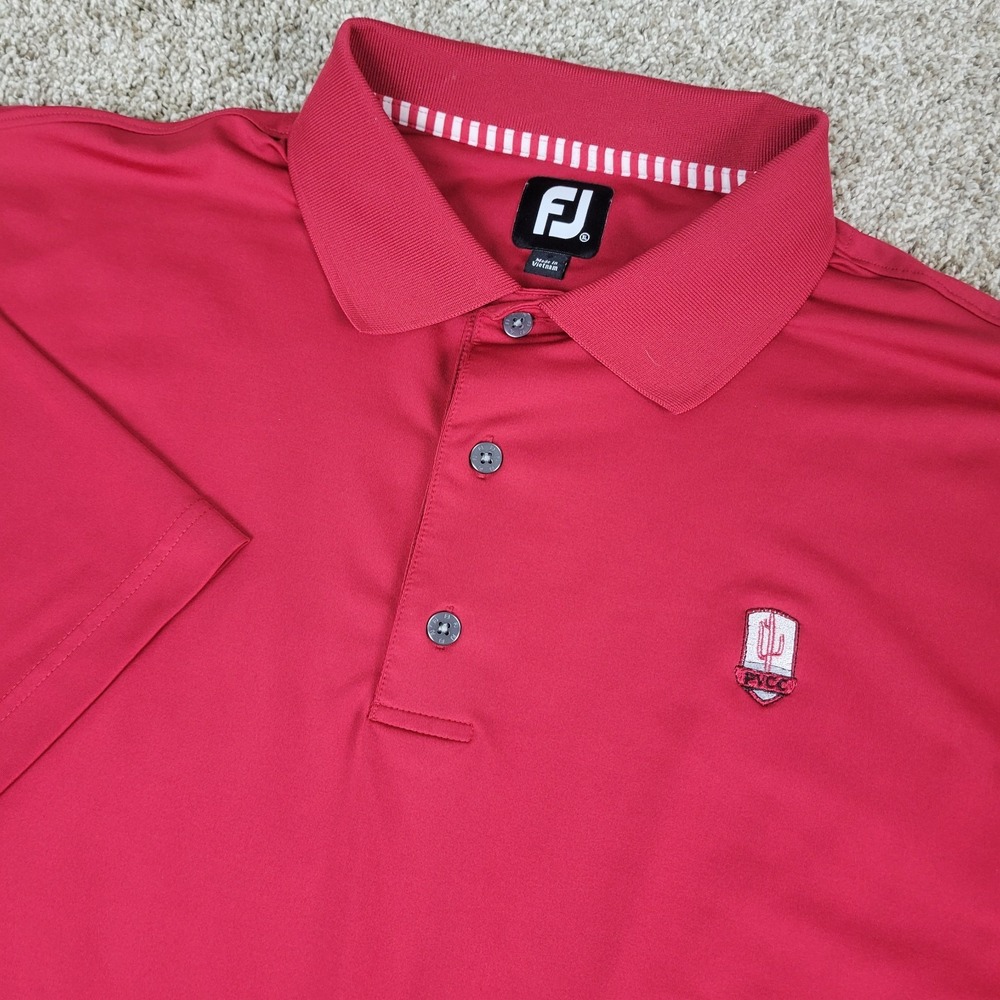 FootJoy Mens XL Solid Red Performance Stretch Golf Polo Short Sleeve